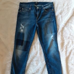 7 for AMK skinny distressed jeans